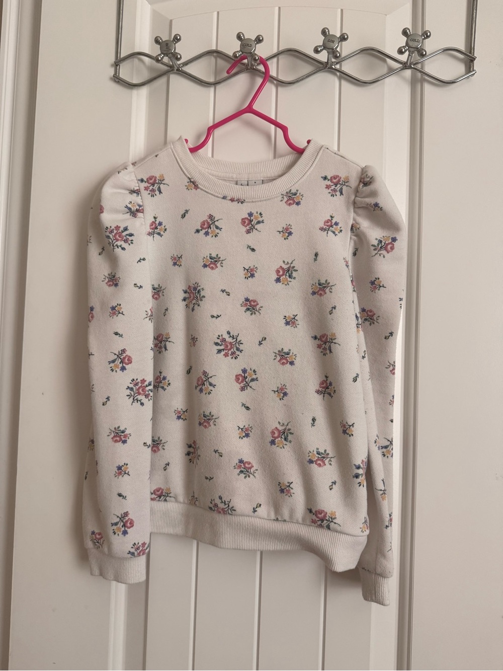 Janie and Jack Cream Floral Puff-Sleeve Sweatshirt